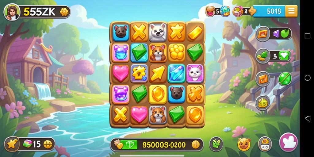 Tampilan gameplay 555ZK dengan suasana yang berwarna-warni dan seru.