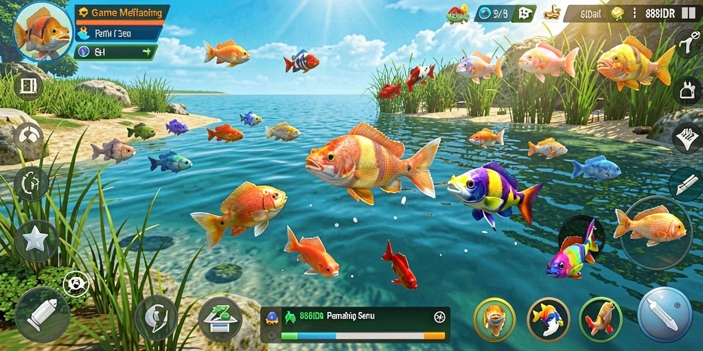Gameplay menawan dalam <strong>888IDR</strong> dengan berbagai lokasi memancing.