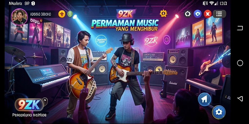 Tampilan gameplay interaktif aplikasi 9ZK yang penuh warna.