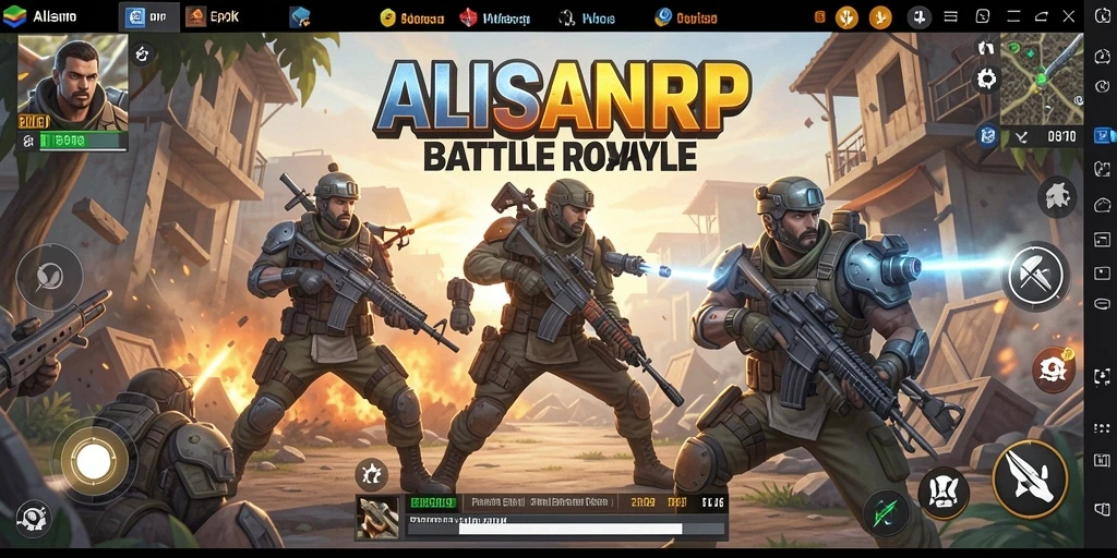 Screenshot gameplay ALISANRP menampilkan aksi seru dalam pertempuran Battle Royale.