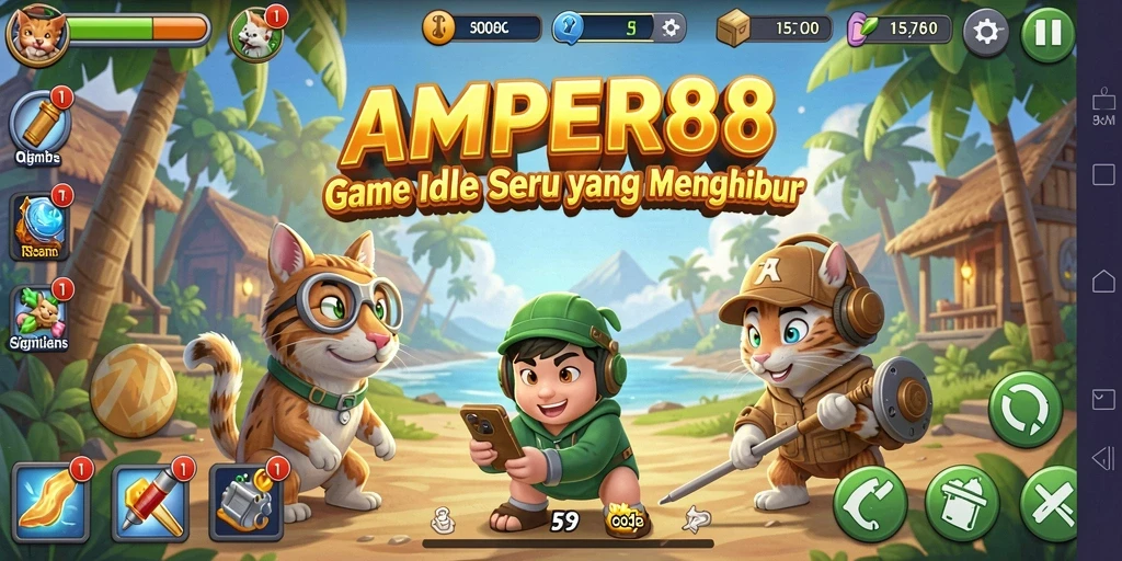 Tampilan gameplay <strong>AMPER88</strong> yang menawan dengan mekanik idle yang seru.