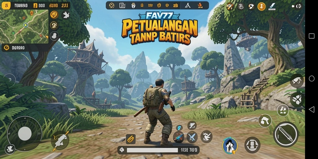 Tangkapan layar menunjukkan aksi seru dalam dunia terbuka FAV77.