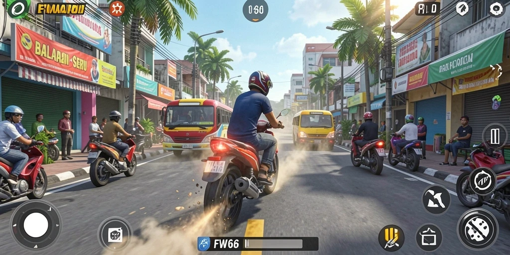 Tampilan seru gameplay balapan dengan mobil cepat dan lintasan menarik.
