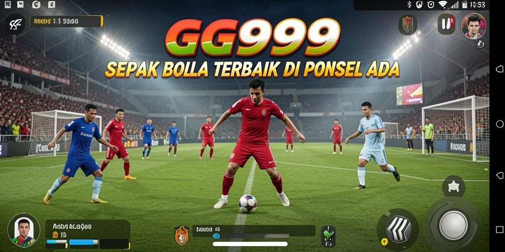 Screenshot utama GG999 menampilkan aksi sepak bola yang seru dan dinamis.