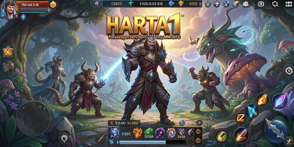 Screenshot HARTA11 menunjukkan aksi pertempuran yang seru dan lingkungan yang menakjubkan.