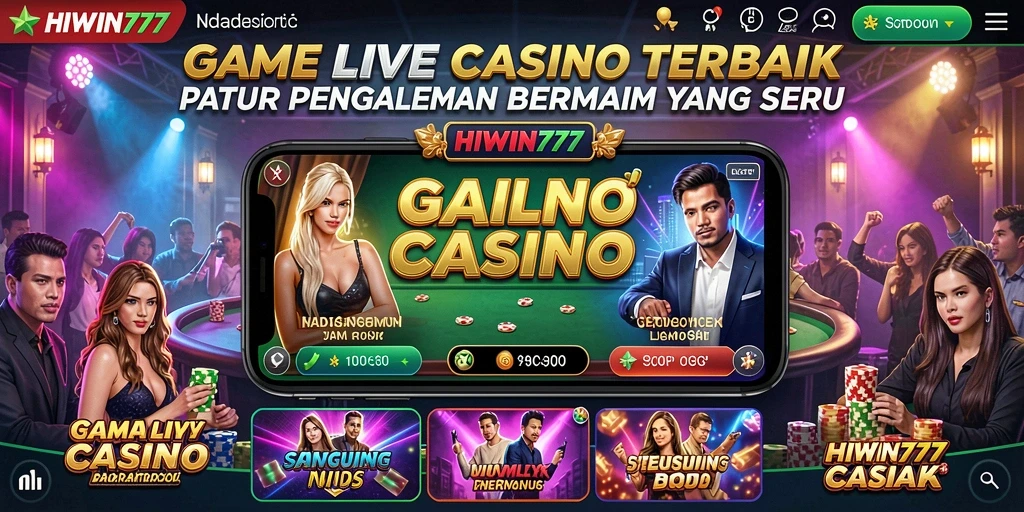Screenshot gameplay HIWIN777 menampilkan suasana Live Casino yang autentik dan mendebarkan.