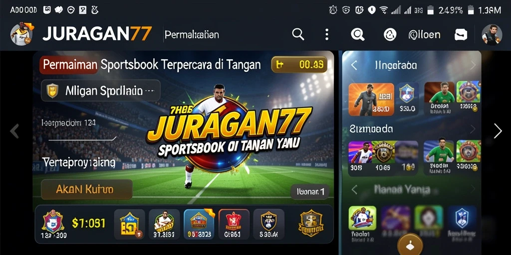 Screenshot utama JURAGAN77 menampilkan tampilan taruhan olahraga yang interaktif.