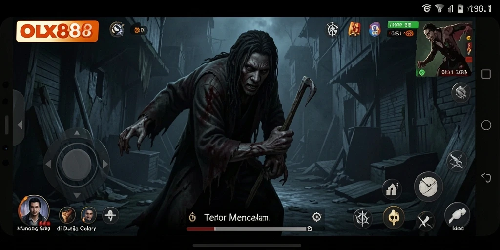 Screenshot menampilkan momen mendebarkan saat menjelajahi tempat angker.