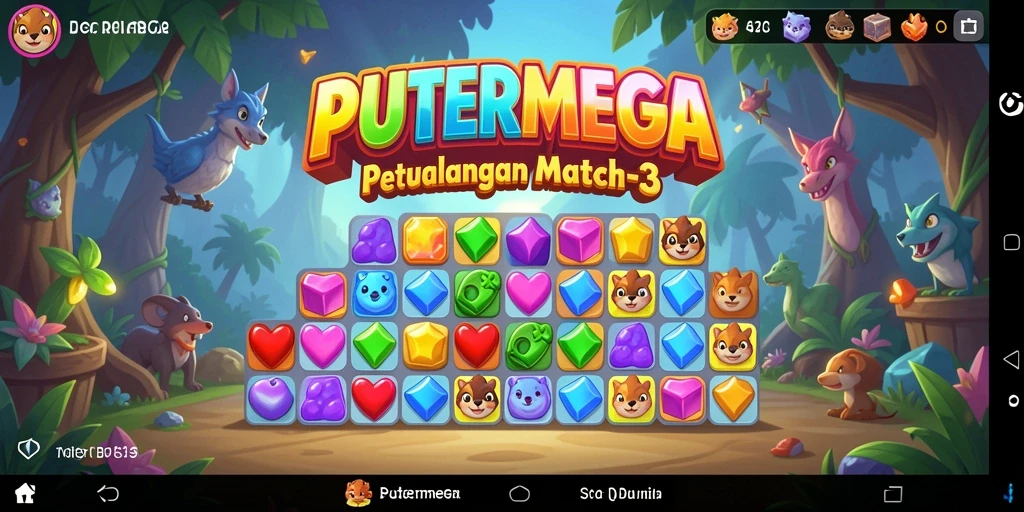 Tampilan gameplay seru dengan kombinasi permata Match-3.