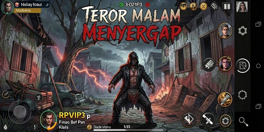 Screenshot menunjukkan suasana menyeramkan dalam gameplay RPVIP3.