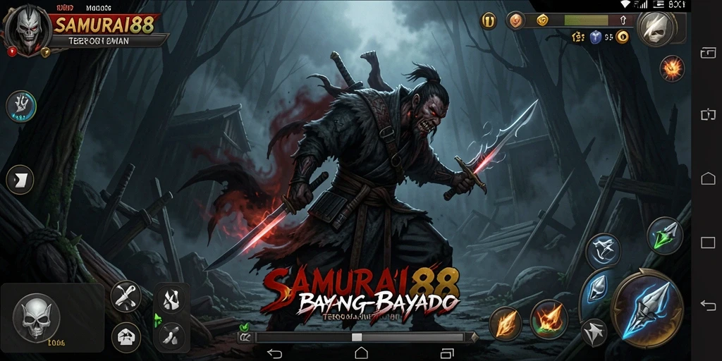 Screenshot gameplay SAMURAI88 menampilkan suasana mencekam dan mendebarkan.