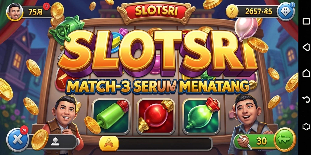 Screenshot gameplay SLOTSRI yang menampilkan aksi Match-3 yang mengasyikkan.