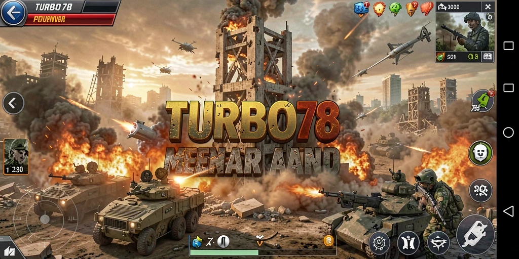 Screenshot utama TURBO78 menampilkan aksi seru Tower Defense.