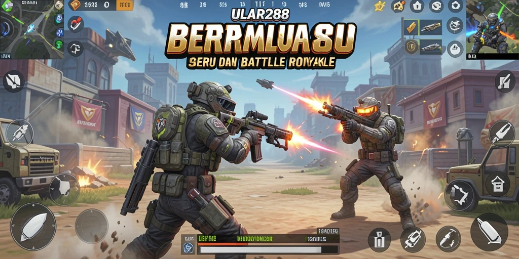 Screenshot ULAR288 menampilkan aksi pertempuran intens dalam game Battle Royale.