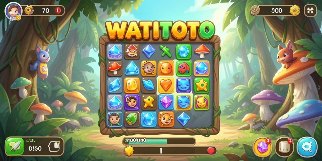 Gameplay WATITOTO menampilkan suasana seru dan penuh warna dalam Match-3.